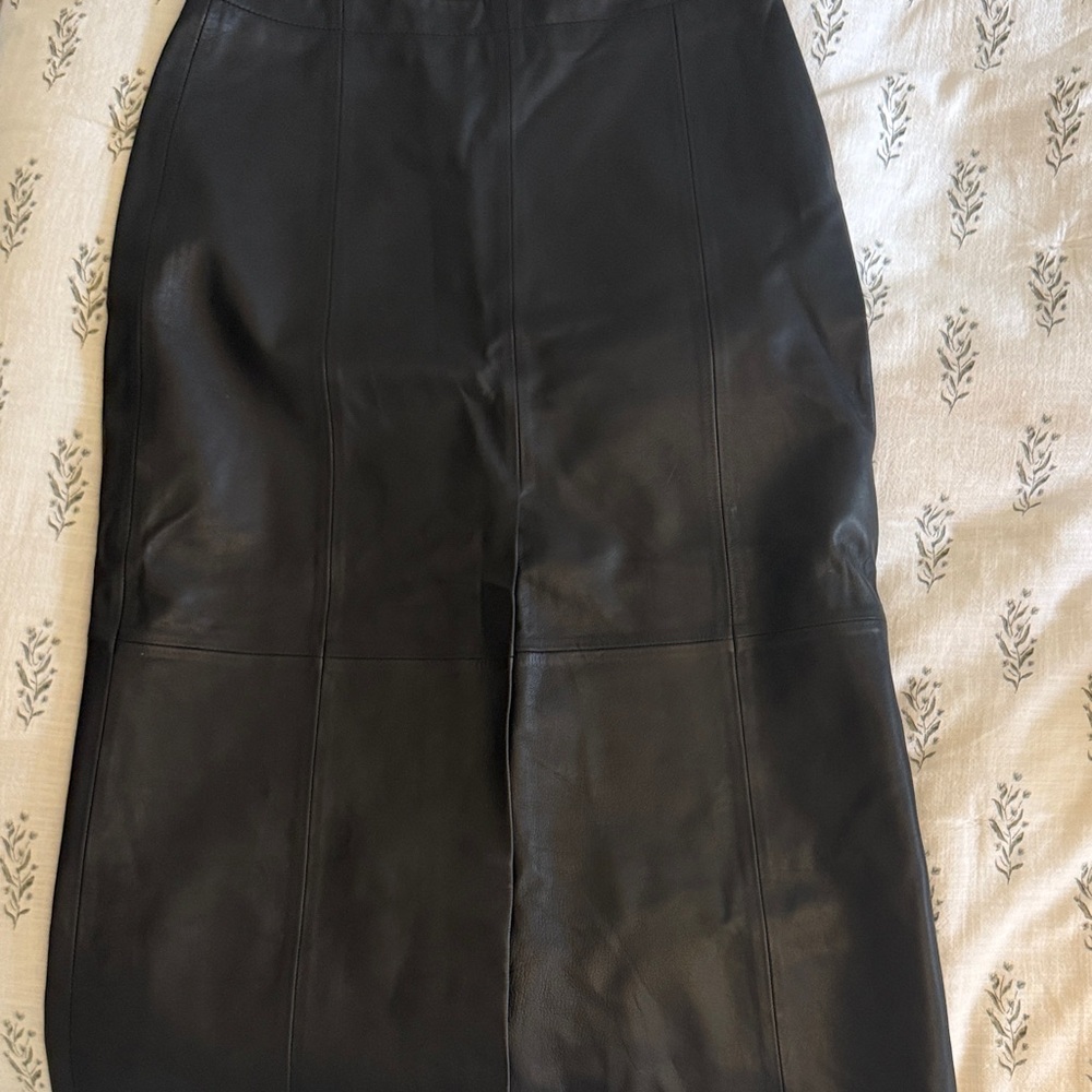 Club Monaco Black Panel Leather Pencil Skirt